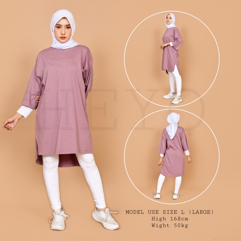 KAOS OVERSIZE MIDI DRESS KOREA TEBAL TIDAK NERAWANG TSHIRT OVERSIZED LONG BAJU TUNIK WANITA HIJAB FASHION BIG SIZE POLOS KOREAN TOP