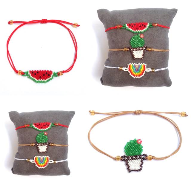 Gelang manik miyuki handmade semangka