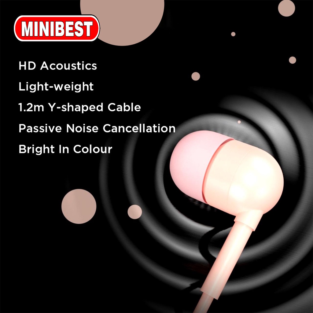 MB Earphone Kabel Macaron Earbuds in Ear Noise Cancelling Awet Universal Capsule colorful dengan Mic