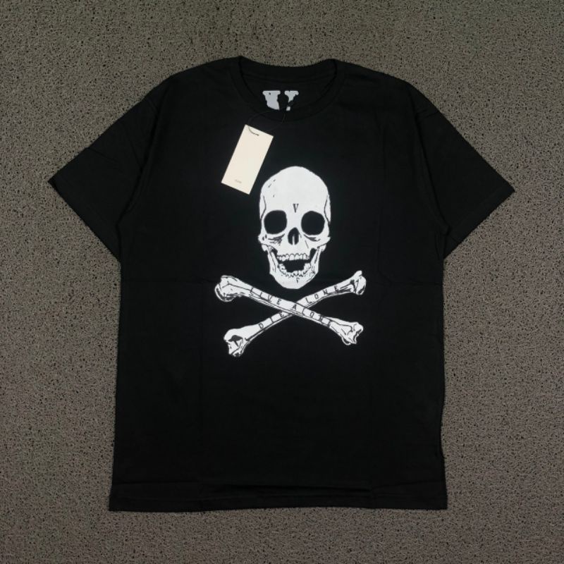 KAOS VLONE SKULL BONES V BACK LOGO BLACK PREMIUM PRINTED TEE