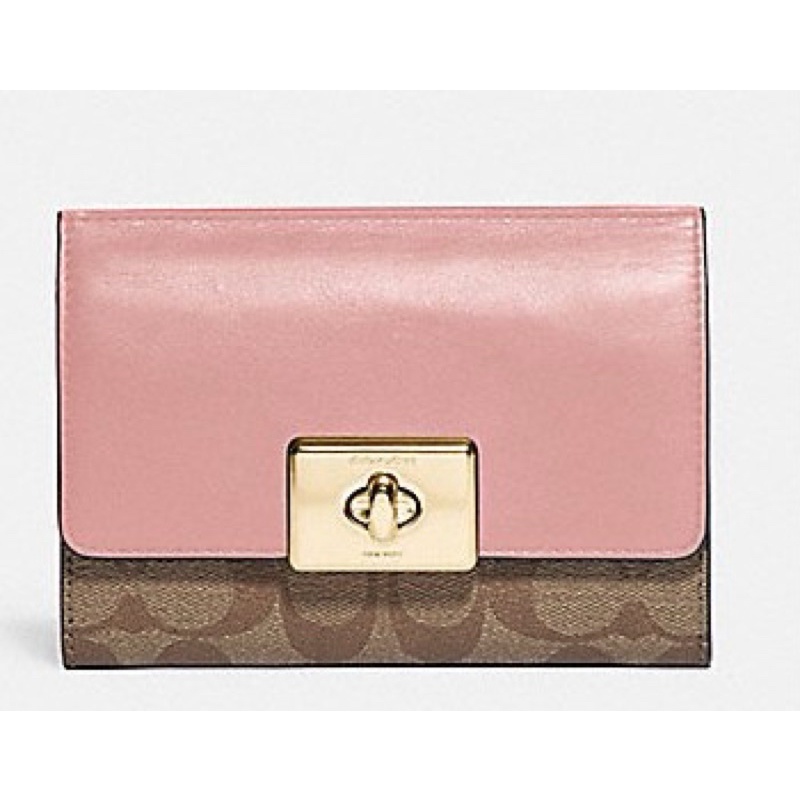 CASSIDY TURNLOCK MEDIUM WALLET IN SIGNATURE CANVAS (COACH F76789) -PINK