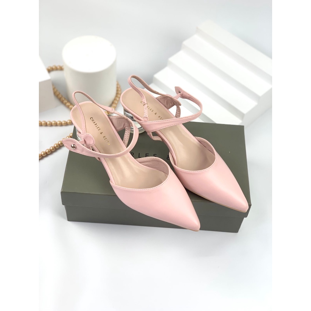 [7.7 Boombastis Sale⚡] - SEPATU WANITA CKS492 CK LEATHER SLINGBACK HEELS PREMIIUM IMPORT