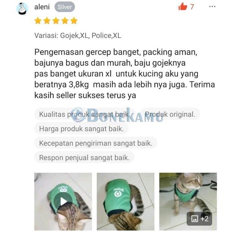 [REKOMENDASI] BAJU KUCING BAJU ANJING KELINCI MOTIF GOJEK GRAB