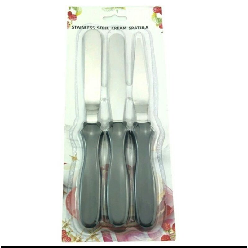 Spatula butter cream 3 pcs / spatula dekorasi kue / spatula murah