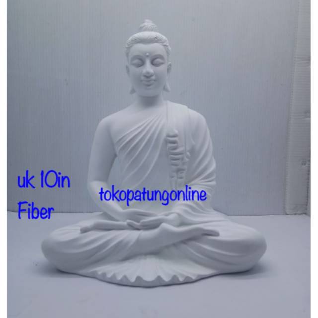 Patung Buddha Sakyamuni 10in Putih Fiber