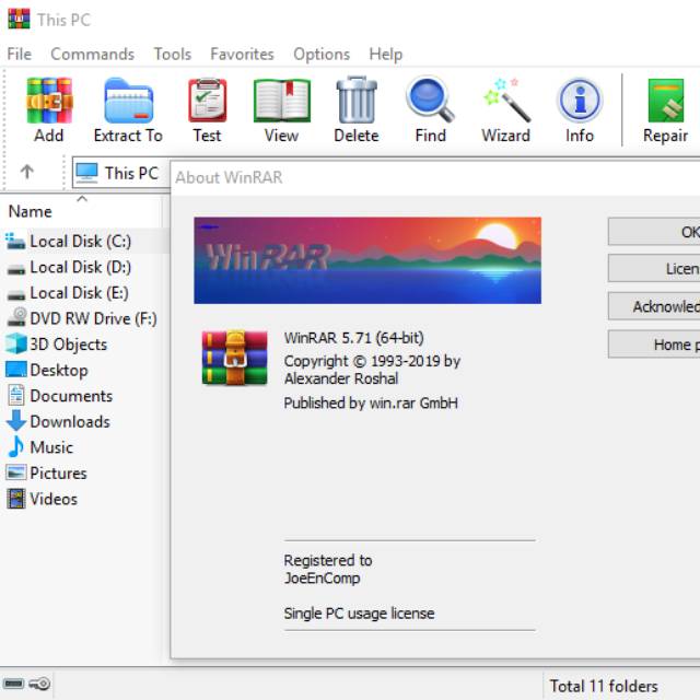 WINRAR - WINRAR 5.70 - 5.71 (64 & 32 Bit) - Lifetime License