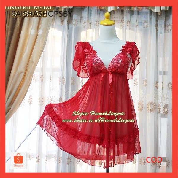 M L XL XXL 3XL Baju Tidur Big Size Jumbo Lingering Transparan Ukuran Besar Daster Bigsize Sexy / 990