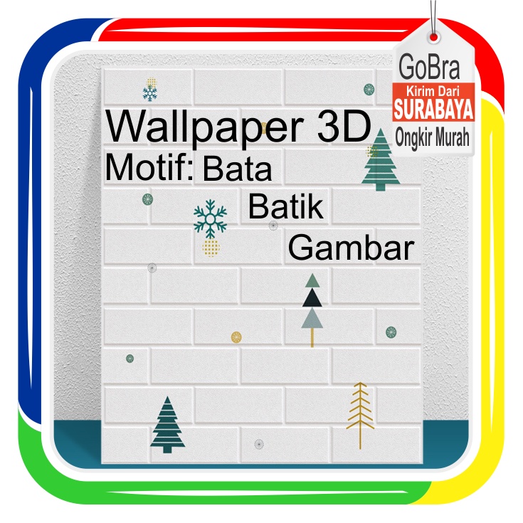 Gobra ♕ PA047 Wallpaper Dinding Foam 3D Motif Batu Bata Batik Gambar Anak Dekorasi Sticker Murah Import