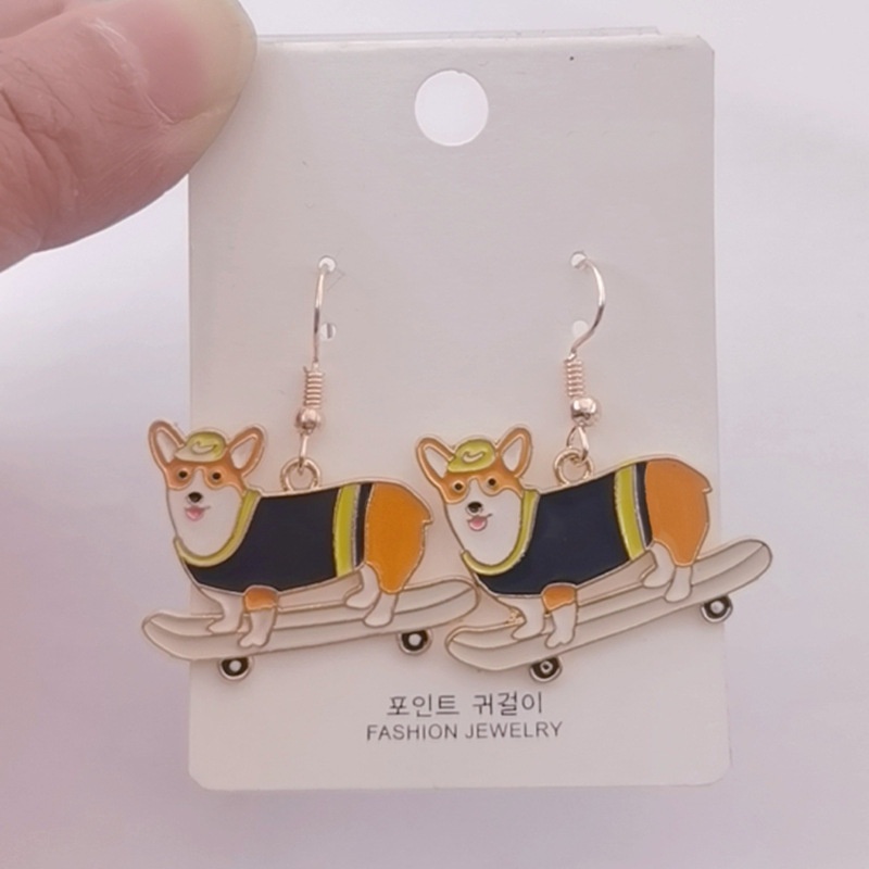 Anting enamel handmade Bentuk Kartun Anjing poodle