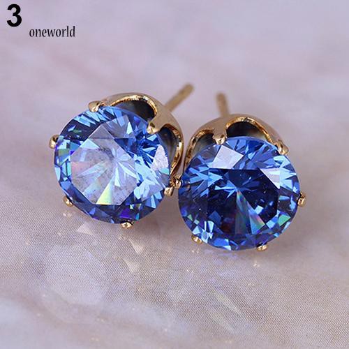 [ONE] Unisex Ear Studs Elegan Semua Pertandingan Cubic Zirconia Bulat Anting Indah Untuk Pacaran