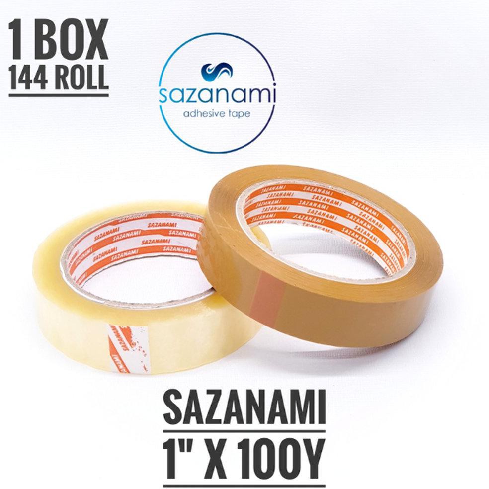 

TERMURAH Satu 1 box isolasi bening 24mm 1 Inch x 100Y sazanami isolasi lakban selotip bening coklat