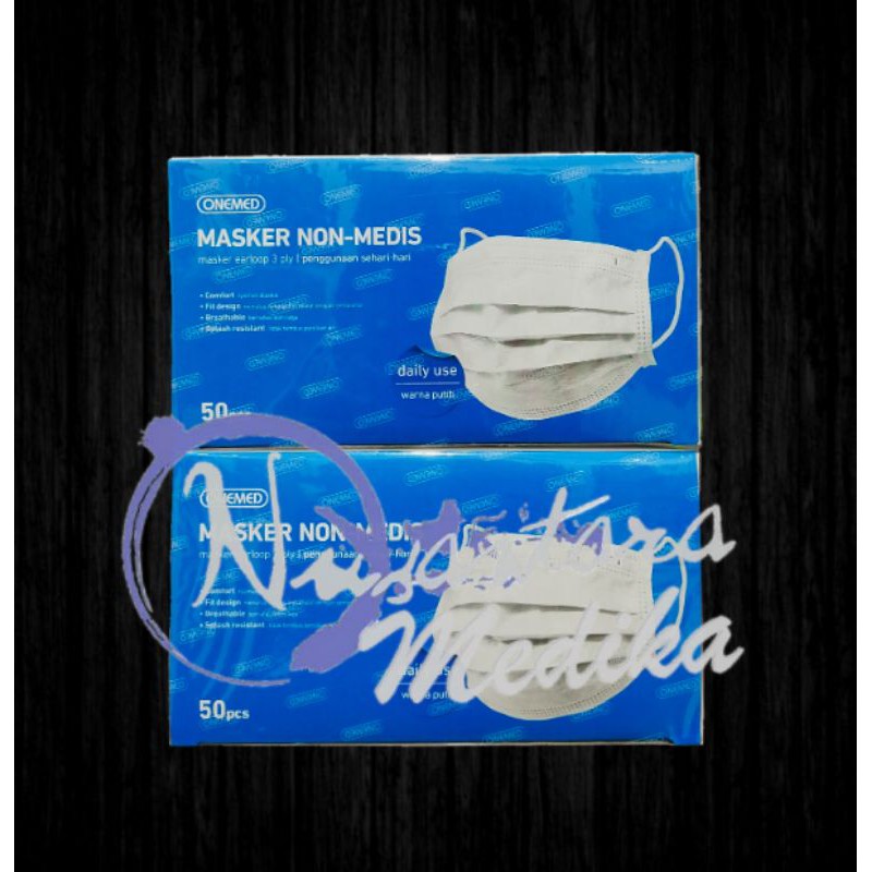 Masker 3 Ply Original Onemed Non Medis isi 50 pc l Penggunaan Sehari-hari