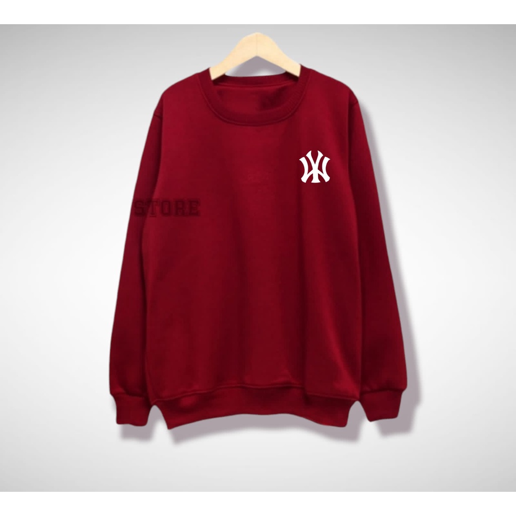 SWEATER CREWNECK BASIC LOGO NY OVERSIZE / JUMBO PRIA WANITA