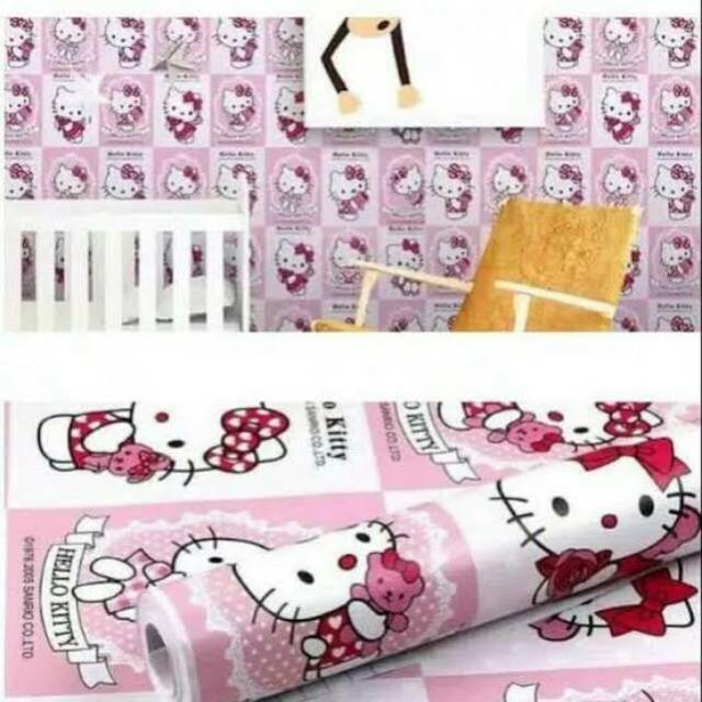 WALLPAPER DINDING MOTIF HELLO KITTY KOTAK