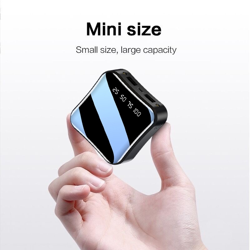 Mini PowerBank 20000mAh Fast Charging with 4 in1 Kabel Data Real Capacity 4 Output 3 Input Tipe C iphone Type-C Micro Lightning USB LED Display Pocket Size Kapasitas Sangat Besar Oppo Xiaomi Redmi Mini Power Bank