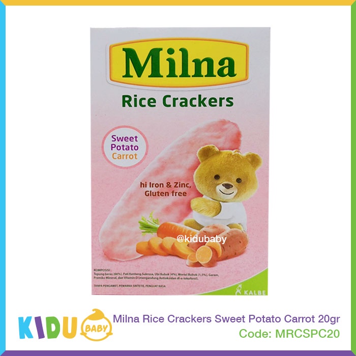 Milna Rice Crackers 20gr Cemilan Makanan MPASI si Kecil Kidu Baby