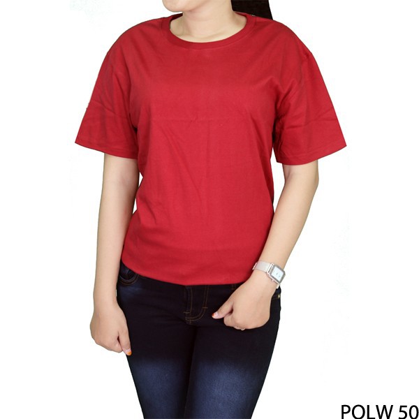 Basic T-shirt Wanita Lengan Pendek Maroon Cotton Combed S24 Maroon – POLW 50