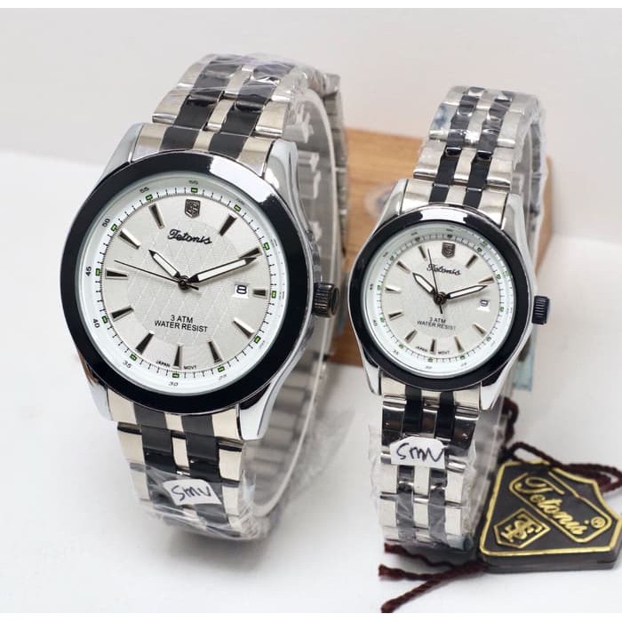 Limited jam tangan TETONIS COUPLE ORIGINAL SILVER LIST BLACK Terkini