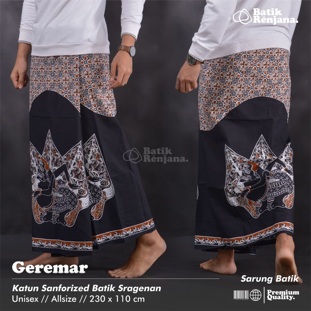 GEREMAR Sarung Batik Pria Cowok Dewasa Premium Motif Batik Lebaran Asli Solo ALL Size RENJANA