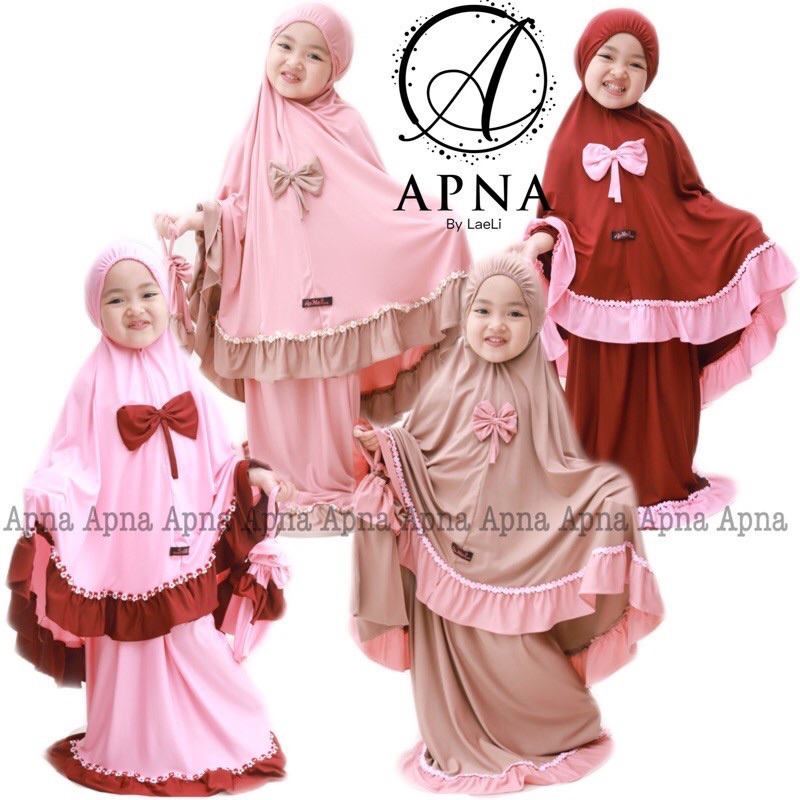 MUKENA ANAK 3-5 TAHUN // MUKENAH BALITA BAHAN JERSEY POLOS PITA // APNA MUKENA KIDS JERSEY BALLON
