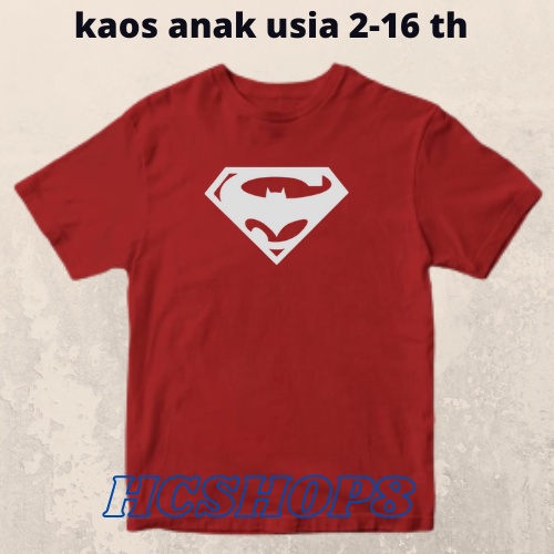 Kaos Anak Gambar Superman Vs Batman Usia 2-16th Laki Laki Perempuan