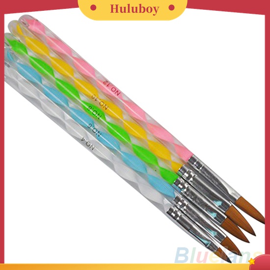 Huluboy Huluboy♡ 5pcs / Set Brush Pen Akrilik Untuk Desain Nail Art 3D DIY