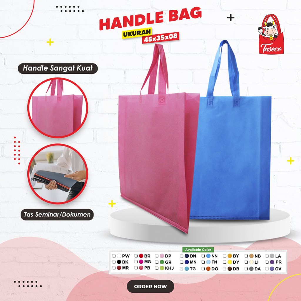 

TASECO Goodie Bag Tas Spunbond Lipat Samping Handle Bag Besar 45x35x08