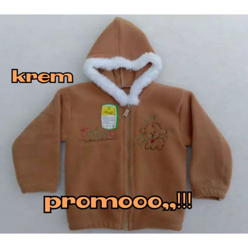 Jaket bayi lembut tebal bulu-Halus krem