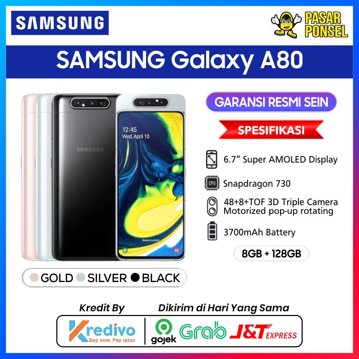 HP SAMSUNG GALAXY A80 RAM 8/128GB GARANSI RESMI TERMURAH SE SURABAYA