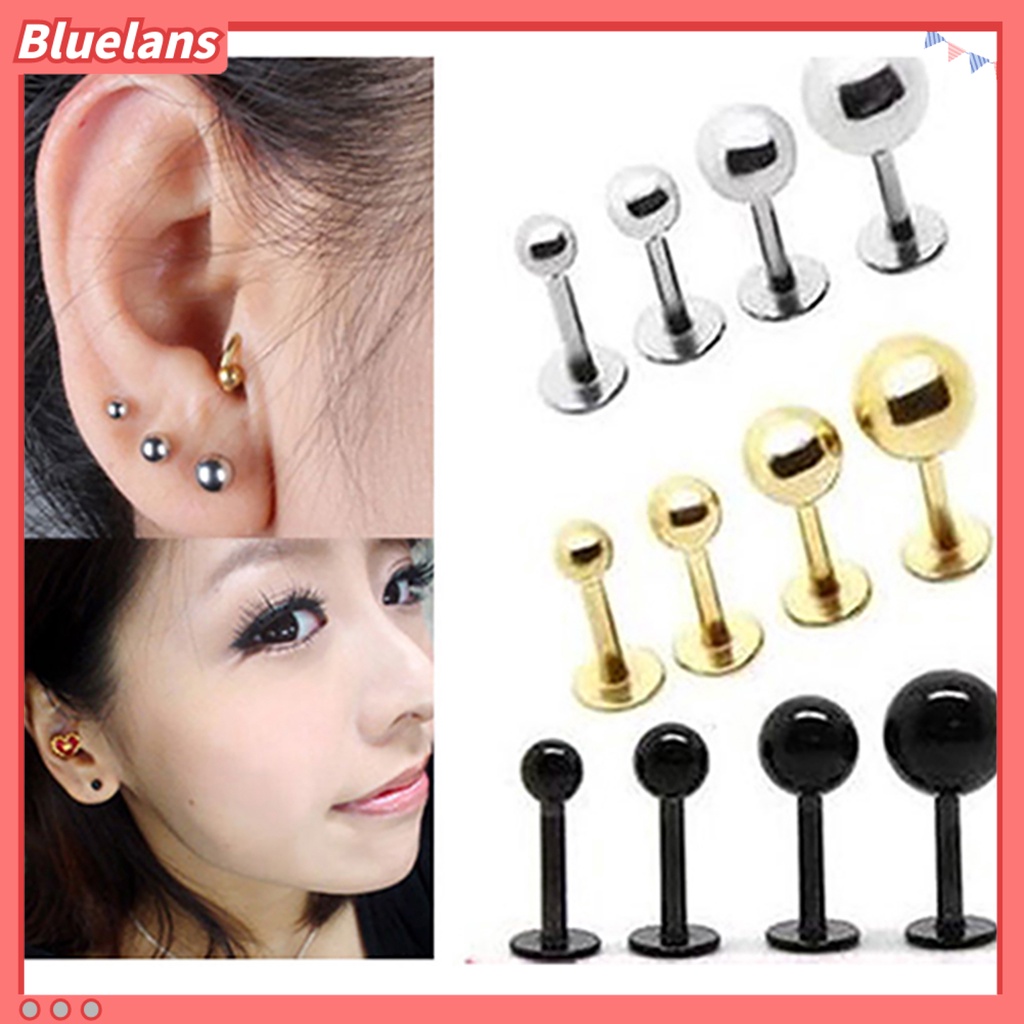 Bluelans Ear Studs Simple Easy Matching Titanium Steel Barbell Shape Helix Tragus Women Earrings