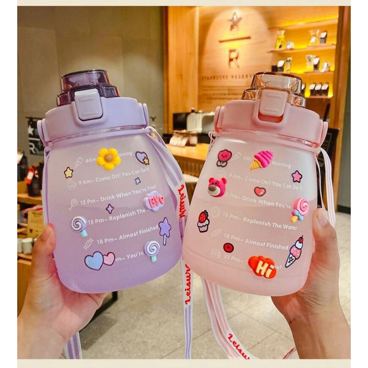 ((READY)) Botol Gembul Pastel Sticker 1.4L / Botol minum anak jumbo 1.4 liter sedotan bertali / moti