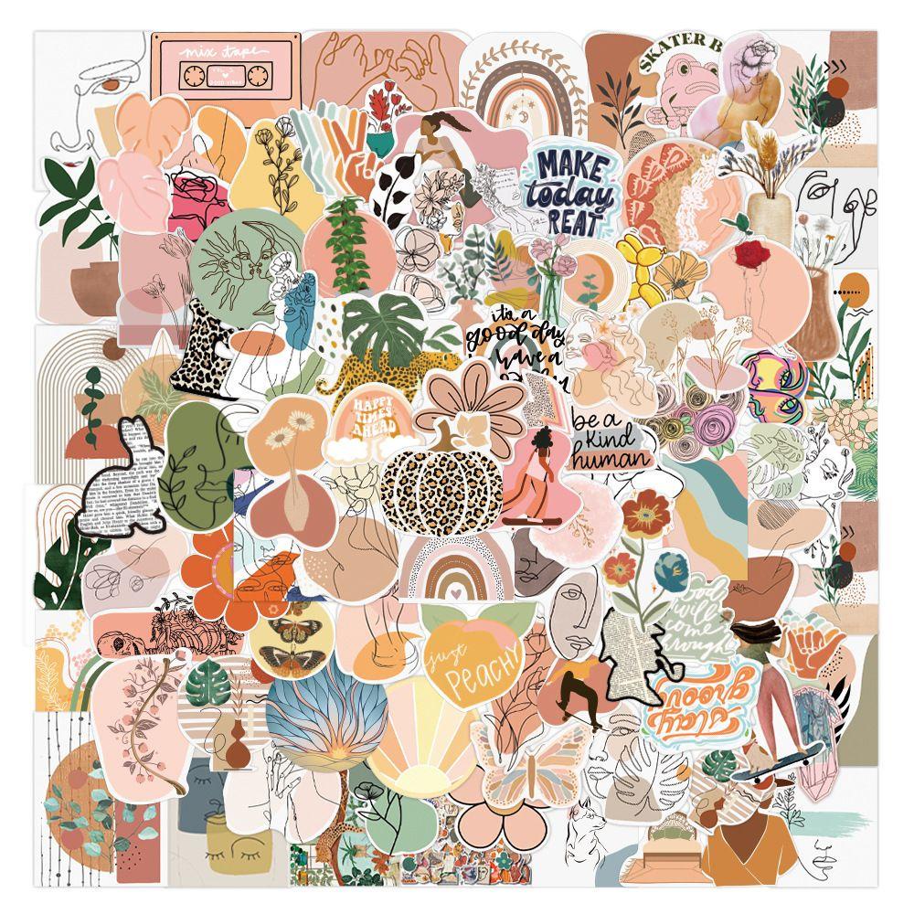 Mxbeauty Bohemian Aesthetic Stiker Art Kartun Retro Aesthetic Decals Packs PVC Decal Mainan DIY Scrapbooking