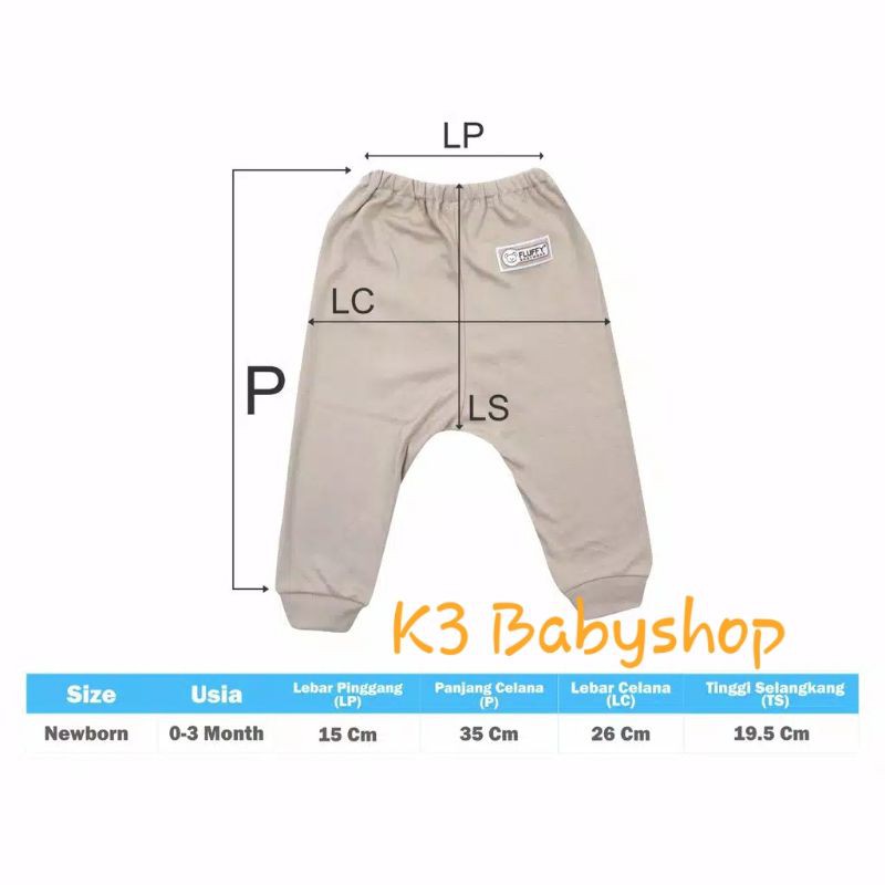 Celana Panjang Bis Rib Fluffy seri khaki coklat white putih SNI celana bayi anak piyama