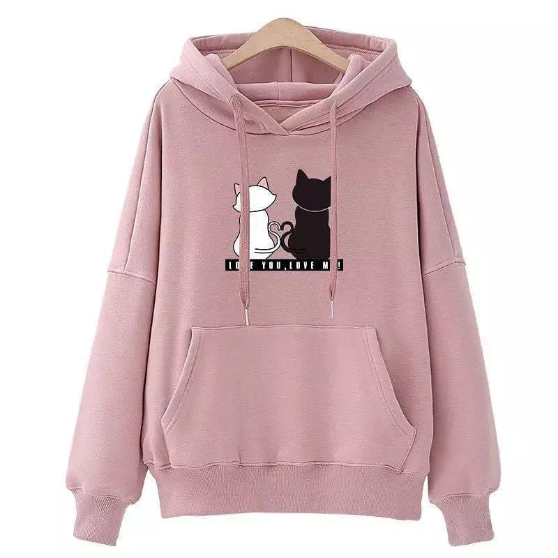 SWEATER HOODIE WANITA LOVE YOU ME - SWEATER WANITA - HOODIE FLEECE