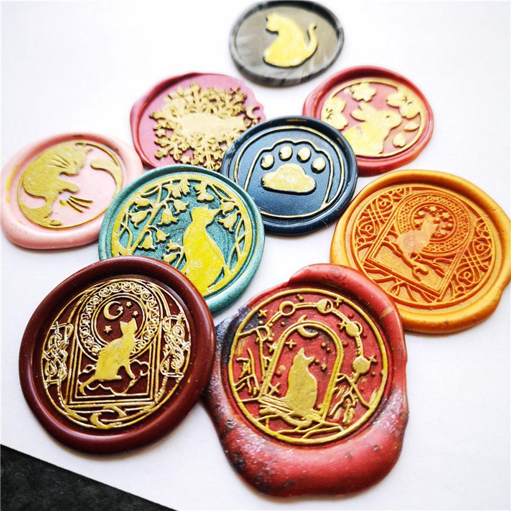 Lanfy Kucing Sealing Wax Stamp Kartun DIY Craft Dekorasi Pernikahan Amplop Undangan Kepala Tembaga Wax Seal