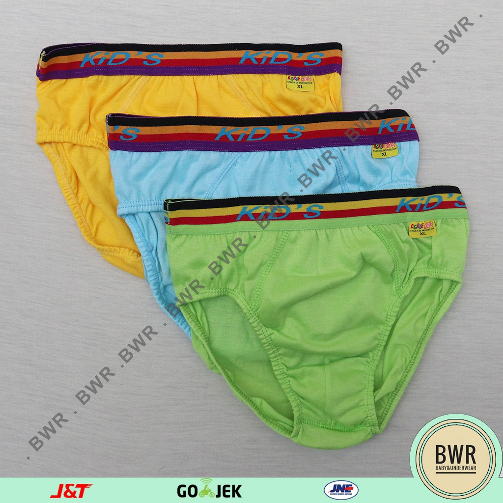 [ 3pc ] AGREE | CD AGREE AG 101 | Celana Dalam Anak Agree Laki Laki Karet Tebal Dasar Warna