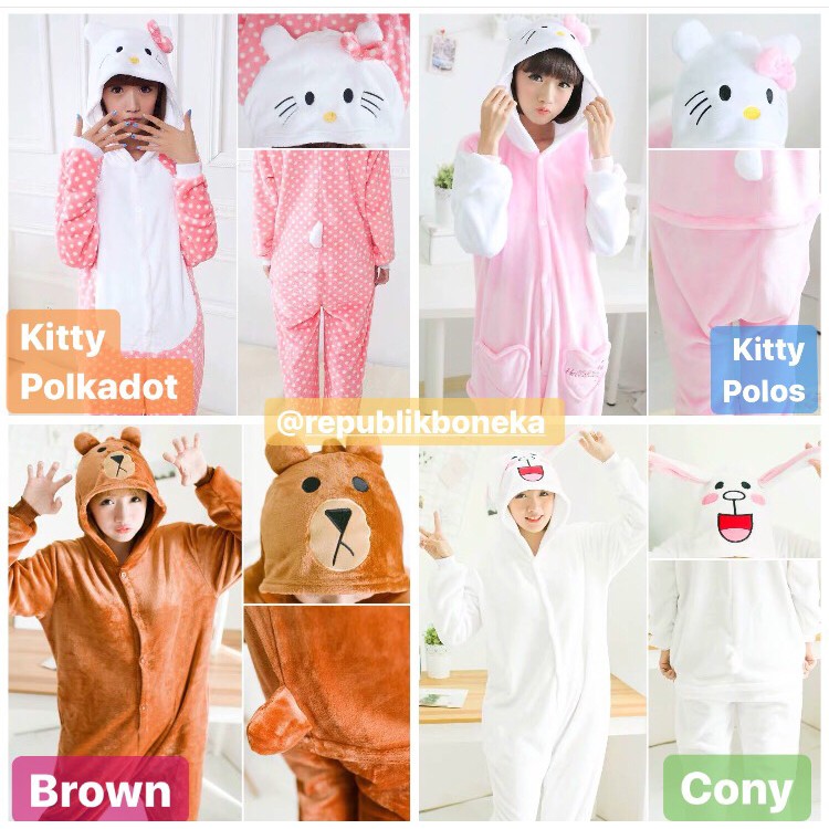 BAJU ONESIE KOSTUM KELINCI KELELAWAR DUMBO ELMO HARIMAU SERIGALA POOH EEYORE OLAF DORAEMON SPIDERMAN OWL