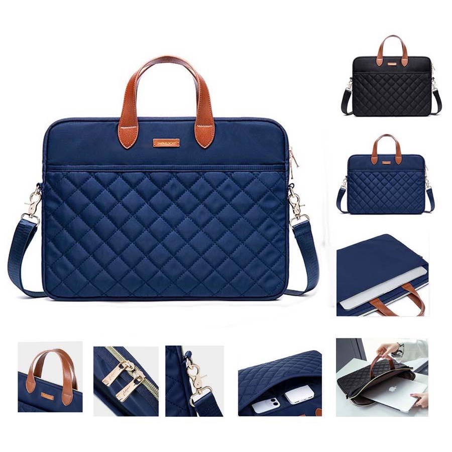 Tas Laptop Selempang Premium Quilted Fashion with Strap 13 14 15 inch