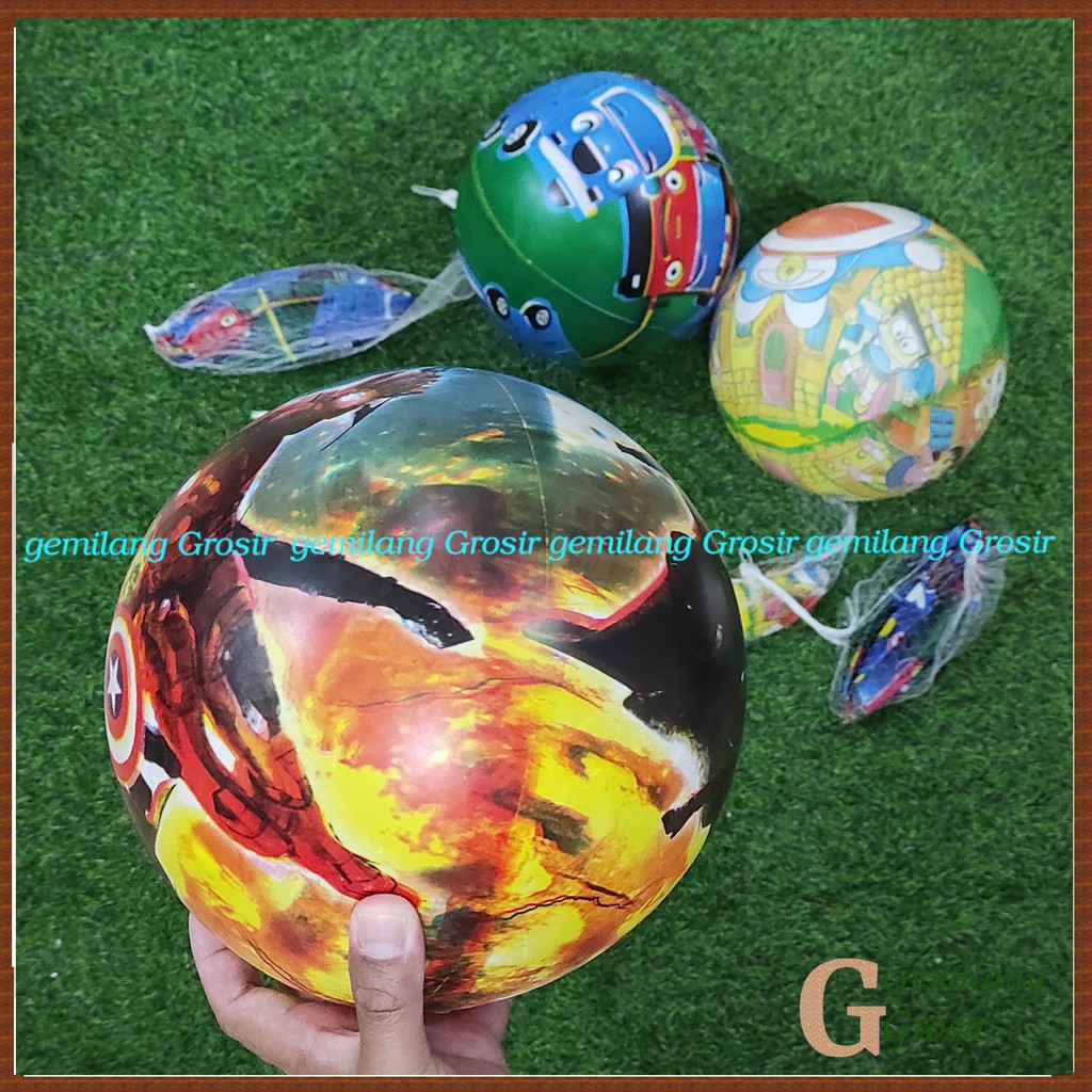 Mainan Bola Karet Anak Diameter 20 cm Bola Anak Motif Kartun Bola Mainan Anak