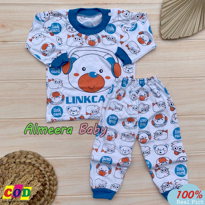 Setelan Piyama Bayi Laki Perempuan Usia 3-12 Bulan motif Link Park Almeera Baby and Kids