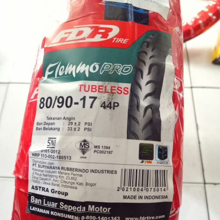 Ban FDR Flemo Pro 80/90-17 Tubeless - Ban Motor Flemmo Pro Original