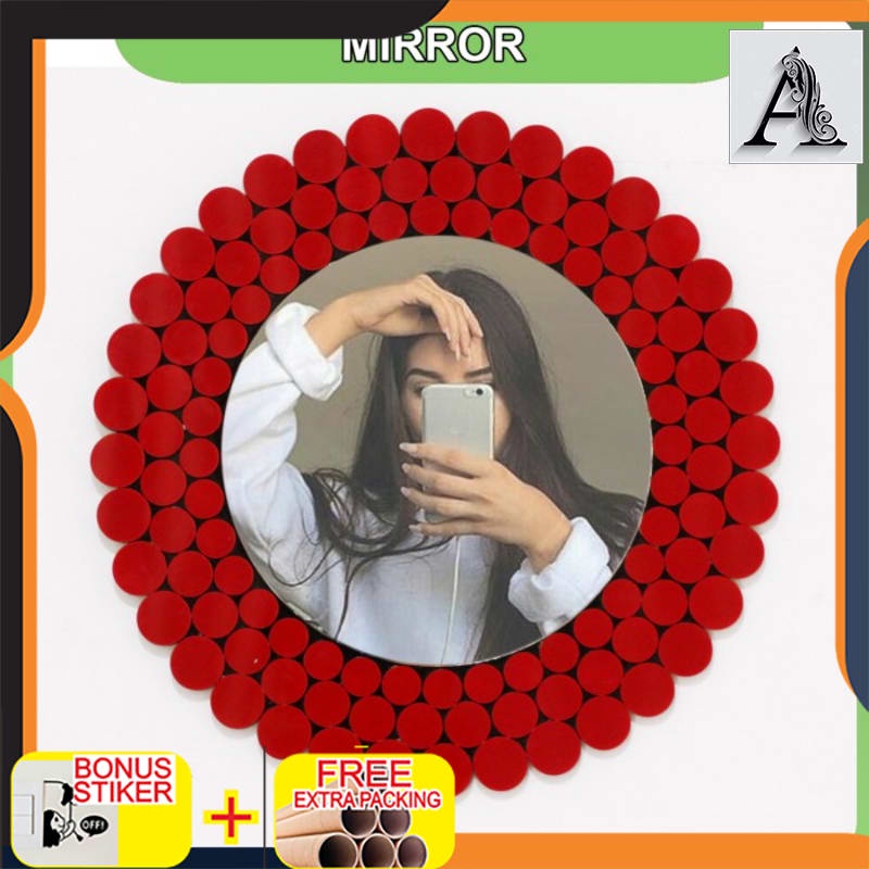 

Terlaris Cermin Dinding Hias Bling Bling Round - Merah Hitam