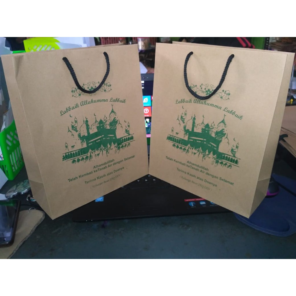 

paper bag sablon kraft coklat size P 25 L 10 T 30