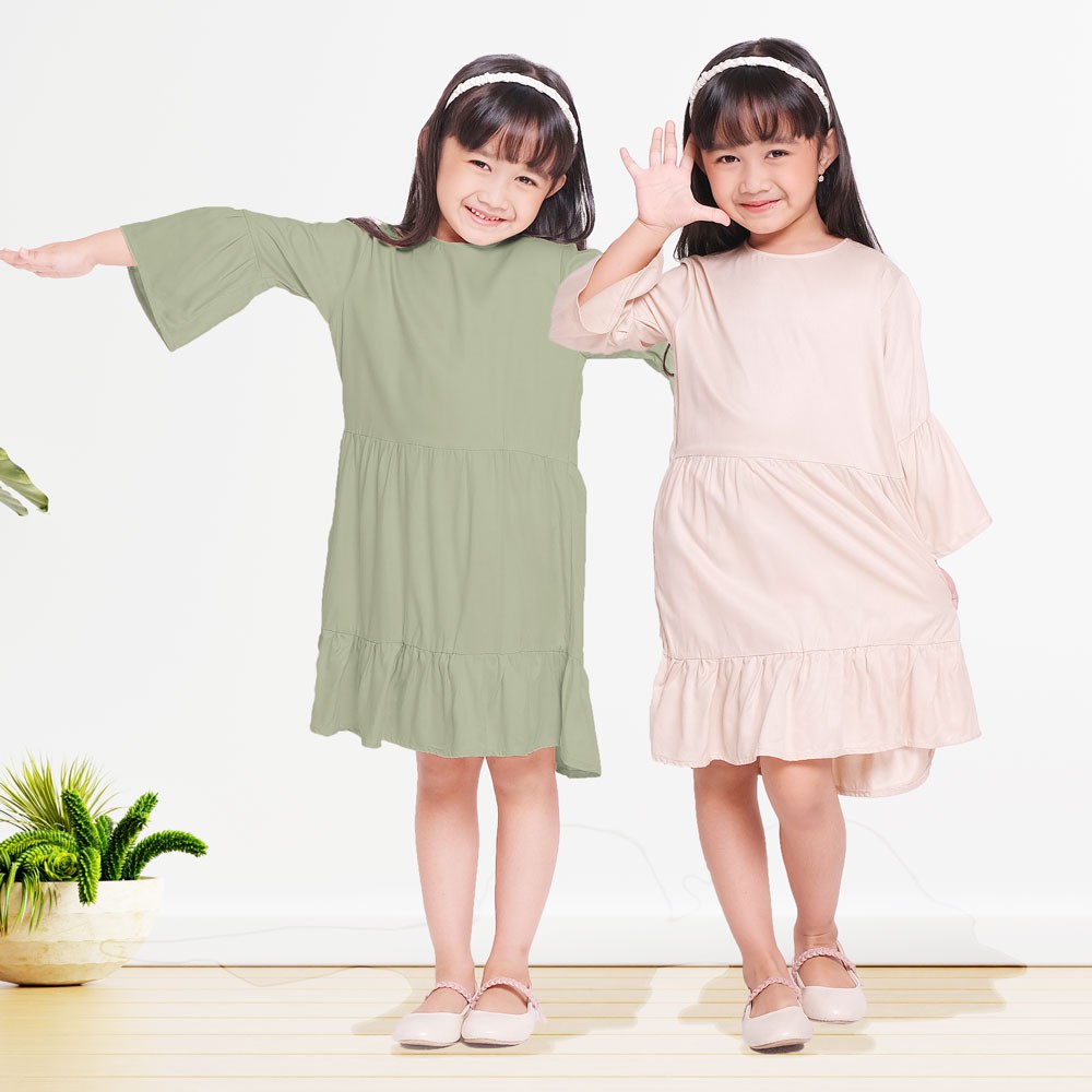 keneshkids dress anak katun premium polos 6 bulan - 12 tahun seri lasmana