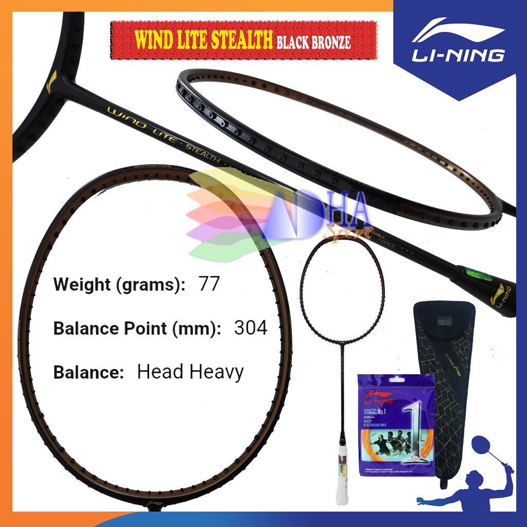Raket Badminton Lining Windlite / Wind Lite Stealth Black Bronze Original Bulutangkis Store Surabaya
