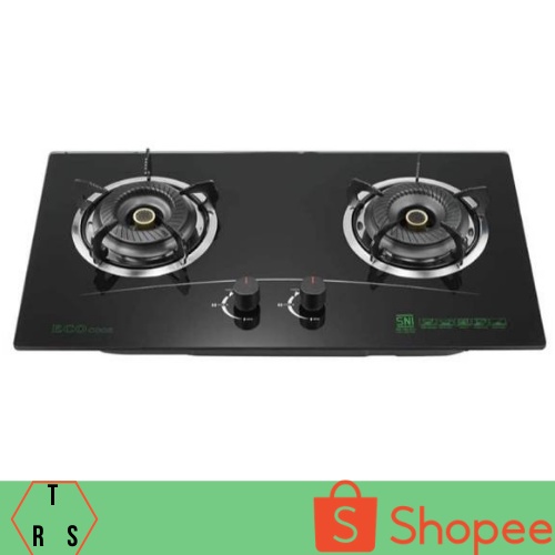 Kompor Gas Eco Cook Kompor Kaca 2 Tungku Kompor Tanam Kompor Kaca Tempered
