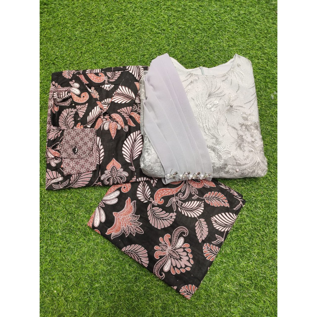 TERLARIS - BISA COD | BAJU BATIK COUPLE KEBAYA MODERN BRUKAT | KEBAYA PESTA SERAGAMAN OUFIT KONDANGAN KEKINIAN | BAJU NIKAHAN BRIDESMAID TUNANGAN LAMARAN KEBAYA WISUDA-Silver