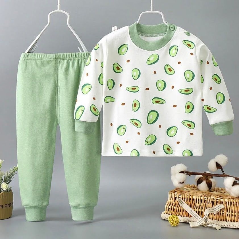 Baju kaos piyama anak bayi lengan panjang motif alpukat unisex