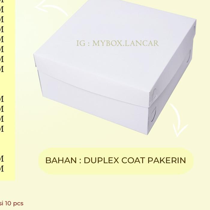 

➽ (10 LEMBAR) BOX TART PUTIH 20 X 20 X 12 CM, DUS TART PUTIH TUTUP PISAH , KEMASAN TAR KUE ♦