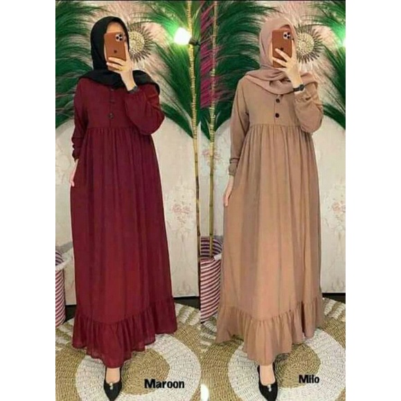 Gamis Muslim Deska Rempel Busui Bumil Dress Polos Premium